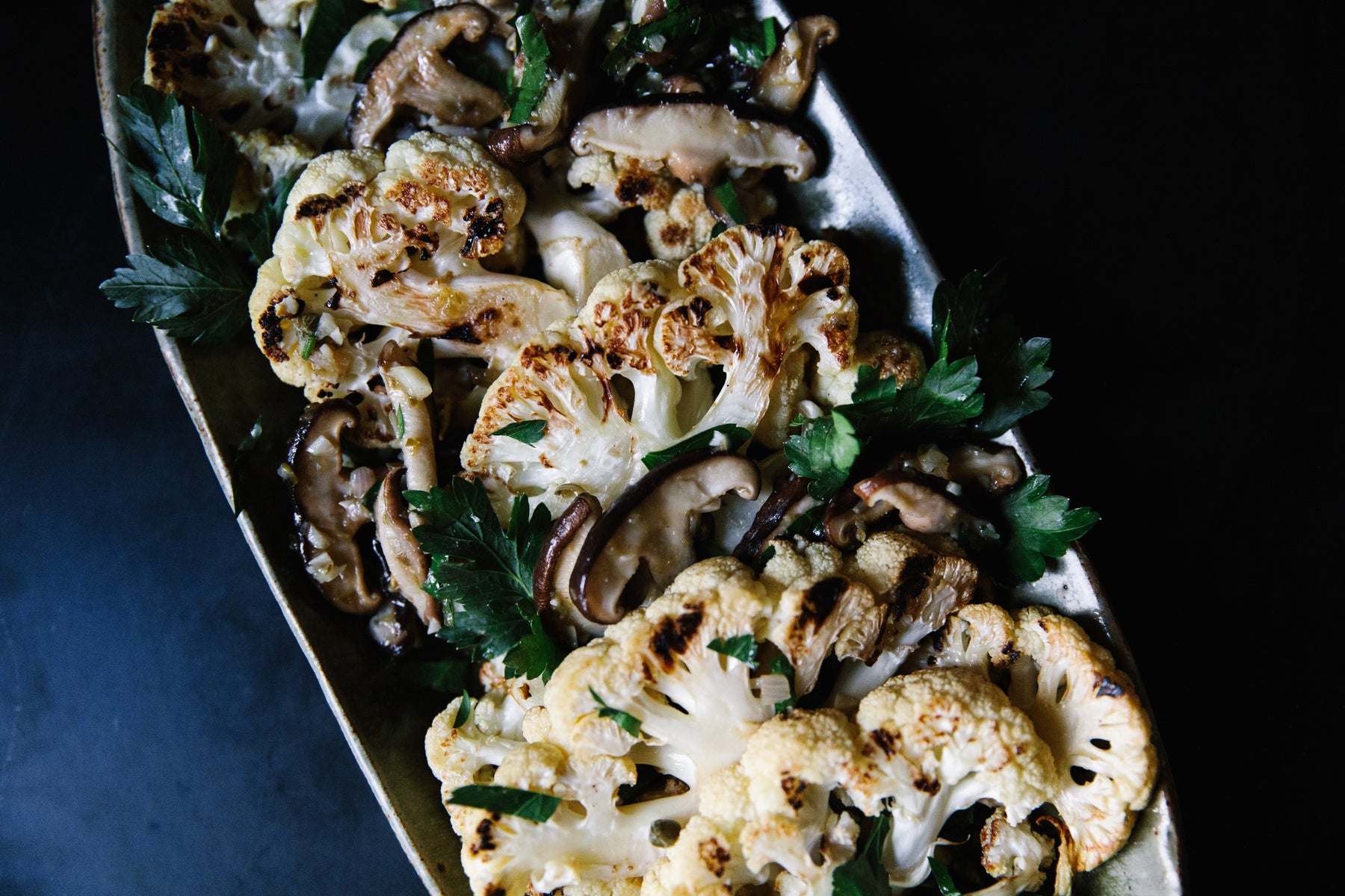 Cauliflower Steak with Roasted Mushrooms